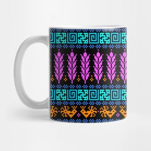 Abundance Force - Spiritual Strength - Bird - Sprouts - Slavic Pagan Symbol - Folk Ornament Pattern - Colorful on Black Mug